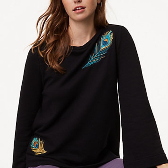 LOFT Sweaters - NEW Loft Peacock Feather Bell Sleeve Sweatshirt